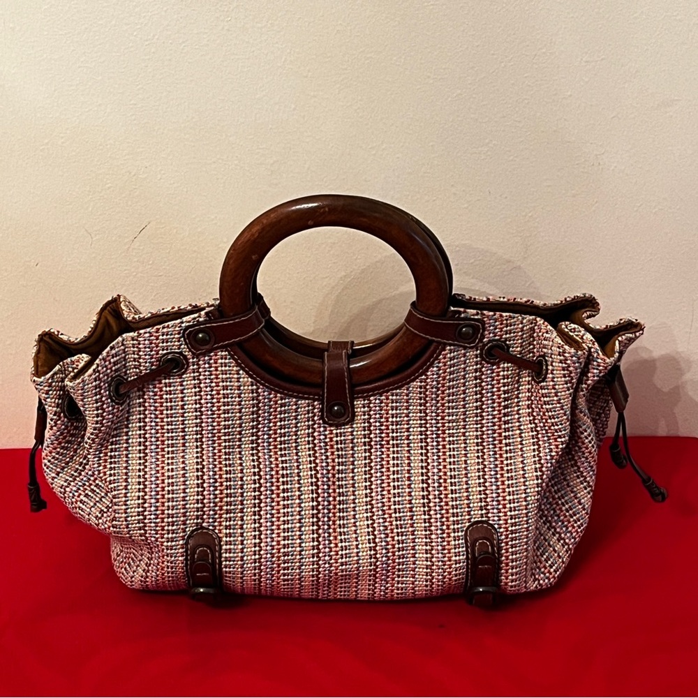 Fossil Cierra Wooden Ring Handle Multi Satchel - image 2